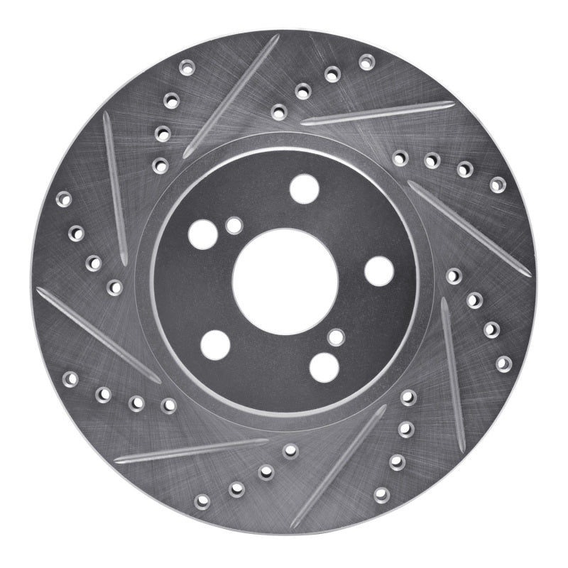 R1 Concepts R1 00-10 Pontiac Vibe Front Left Drilled & Slotted Silver Brake Rotor