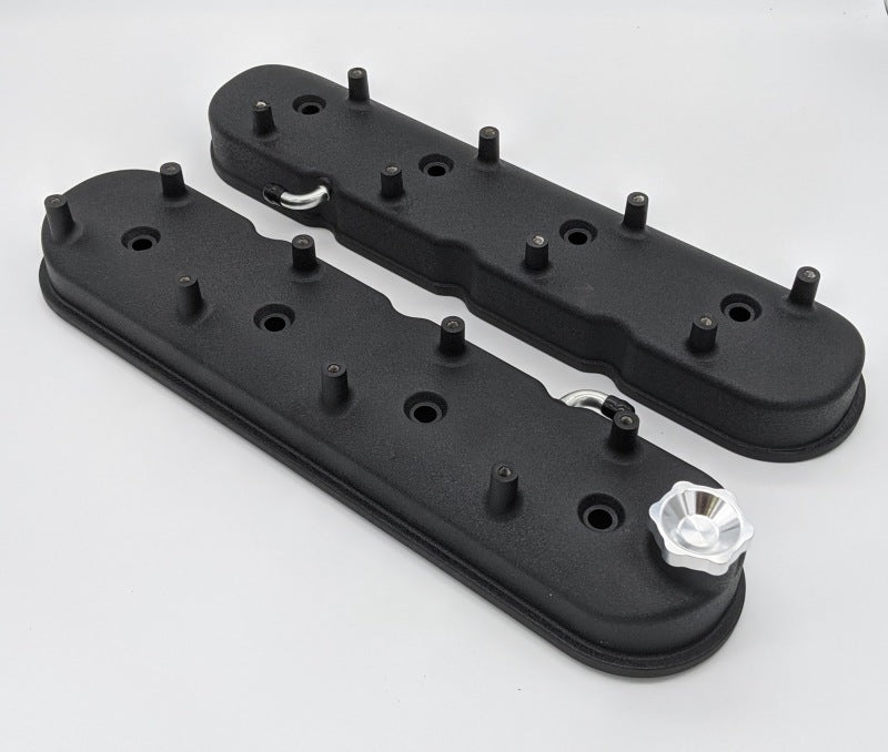 Granatelli Motor Sports Granatelli 96-22 GM LS Tall Valve Cover w/Angled Coil Mounts - Black Wrinkle (Pair)