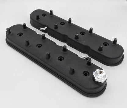 Granatelli Motor Sports Granatelli 96-22 GM LS Tall Valve Cover w/Angled Coil Mounts - Black Wrinkle (Pair)
