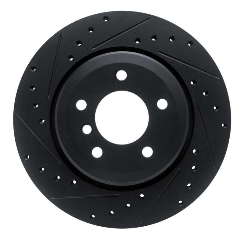 R1 Concepts R1 01-06 BMW 330CI Rear Left Drilled & Slotted Black Brake Rotor