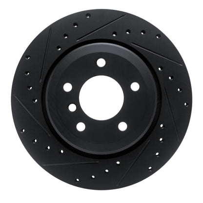 R1 Concepts R1 01-06 BMW 330CI Rear Left Drilled & Slotted Black Brake Rotor