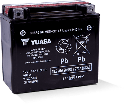 Yuasa Battery Yuasa YTX20-BS Maintenance Free AGM 12-Volt Battery w/Bottle