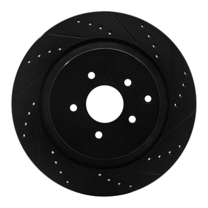 R1 Concepts R1 09-24 Infiniti Q70L Rear Right Drilled & Slotted Black Brake Rotor