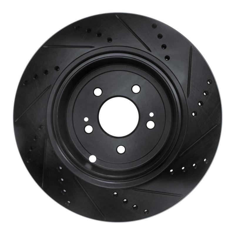 R1 Concepts R1 18-25 Genesis G70 Rear Left Drilled & Slotted Black Brake Rotor