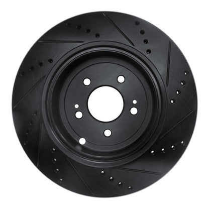 R1 Concepts R1 18-25 Genesis G70 Rear Left Drilled & Slotted Black Brake Rotor