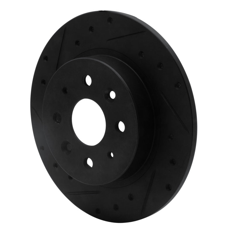 R1 Concepts R1 98-03 Kia Sephia Rear Left Drilled & Slotted Black Brake Rotor