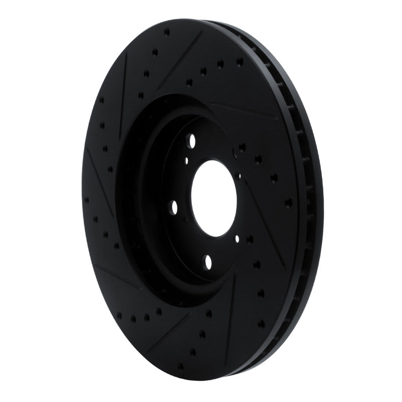R1 Concepts R1 06-14 Honda Ridgeline Front Right Drilled & Slotted Black Brake Rotor