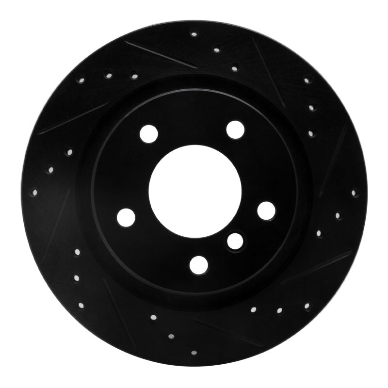 R1 Concepts R1 99-06 BMW 325I (USA/Canada) Rear Right Drilled & Slotted Black Brake Rotor
