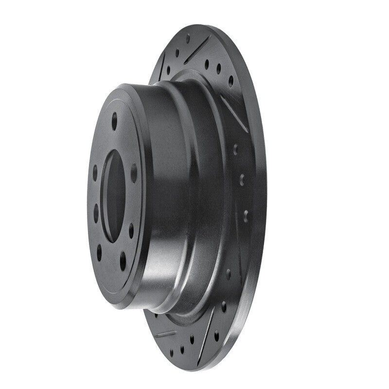 R1 Concepts R1 81-86 BMW 735I Rear Left Drilled & Slotted Black Brake Rotor