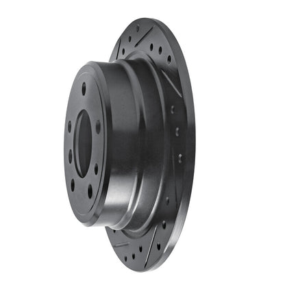 R1 Concepts R1 81-86 BMW 735I Rear Left Drilled & Slotted Black Brake Rotor