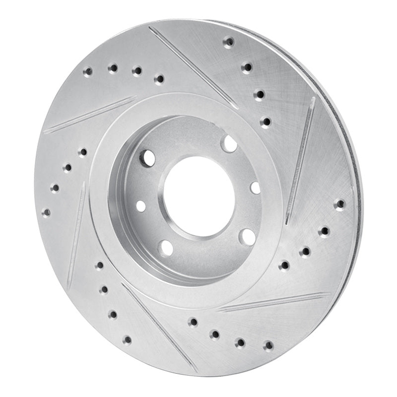 R1 Concepts R1 88-89 Eagle Medallion Front Left Drilled & Slotted Silver Brake Rotor