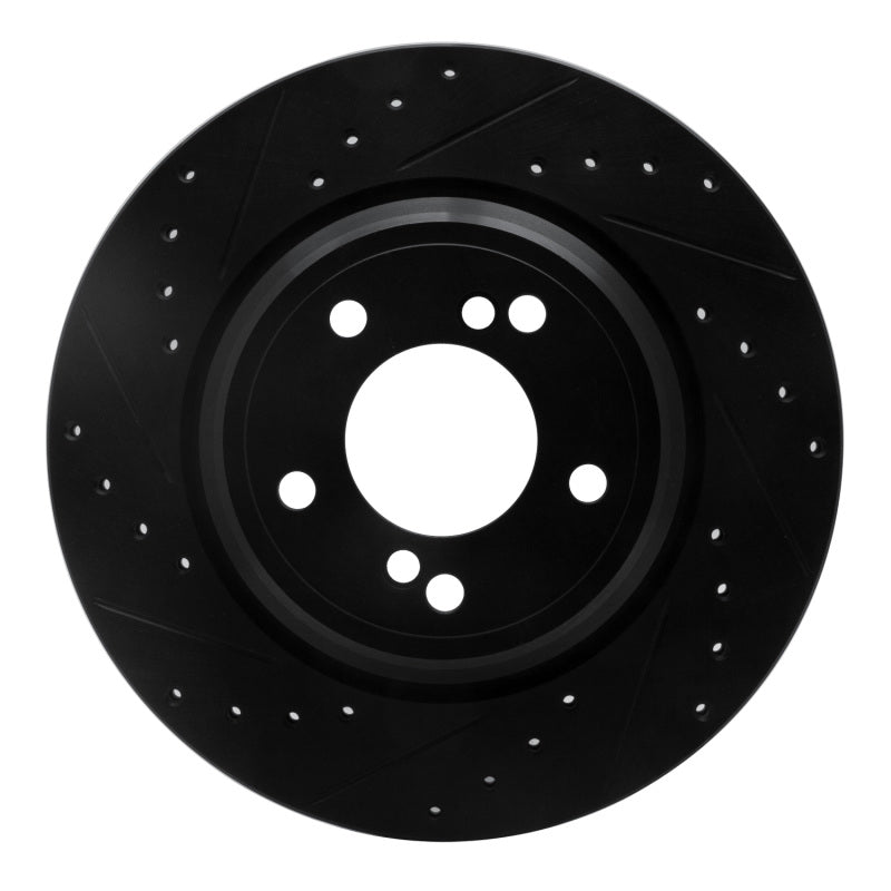 R1 Concepts R1 00-06 BMW M5 Rear Left Drilled & Slotted Black Brake Rotor