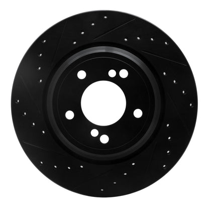R1 Concepts R1 00-06 BMW M5 Rear Left Drilled & Slotted Black Brake Rotor