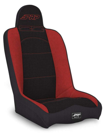 PRP Seats PRP Daily Driver High Back Suspension Seat (Two Neck Slots) - Black/Red
