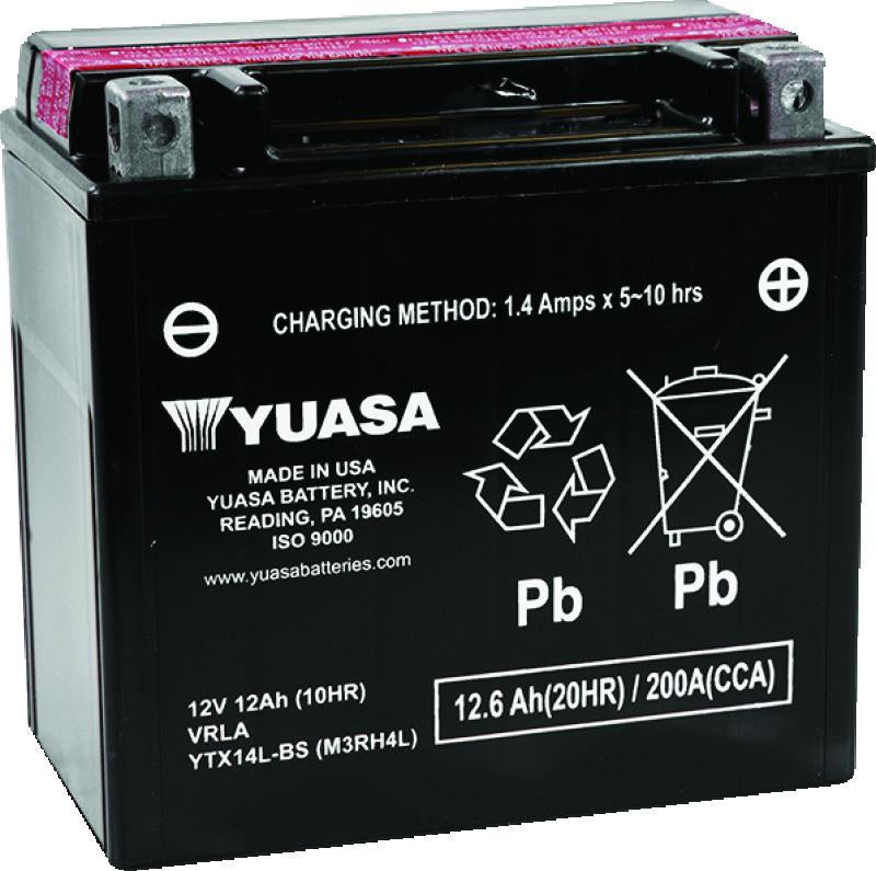 Yuasa Battery Yuasa YTX14L-BS Maintenance Free AGM 12-Volt Battery w/Bottle
