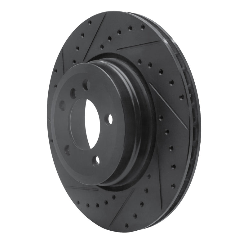 R1 Concepts R1 05-08 BMW 760I Rear Left Drilled & Slotted Black Brake Rotor