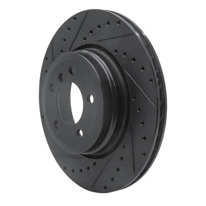R1 Concepts R1 05-08 BMW 760I Rear Left Drilled & Slotted Black Brake Rotor