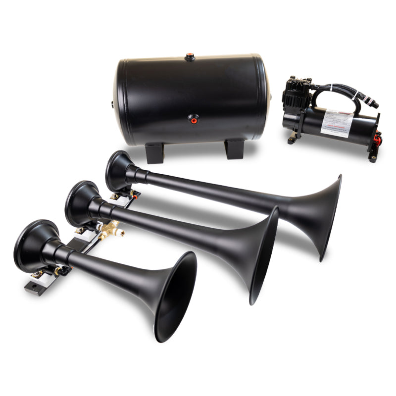 Kleinn Air Horns Kleinn Triple Black Horn Kit w/ 150 PSI Waterproof 5.0 gal Air Tank