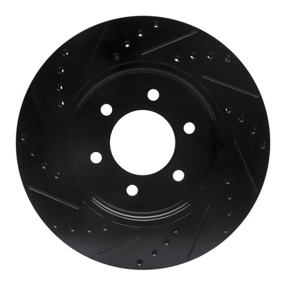 R1 Concepts R1 04-08 Ford F-150 4WD Front Right Drilled & Slotted Black Brake Rotor