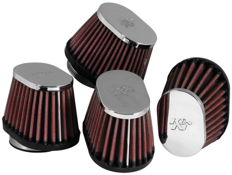 K&N Engineering K&N Universal Chrome Oval Tapered Air Filter - 2in Flg ID x 4in OS L 3in OS W x 2.75in H