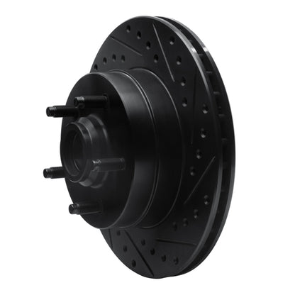 R1 Concepts R1 86-92 Jeep Cherokee Front Right Drilled & Slotted Black Brake Rotor
