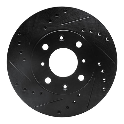 R1 Concepts R1 86-91 Acura Integra Front Left Drilled & Slotted Black Brake Rotor