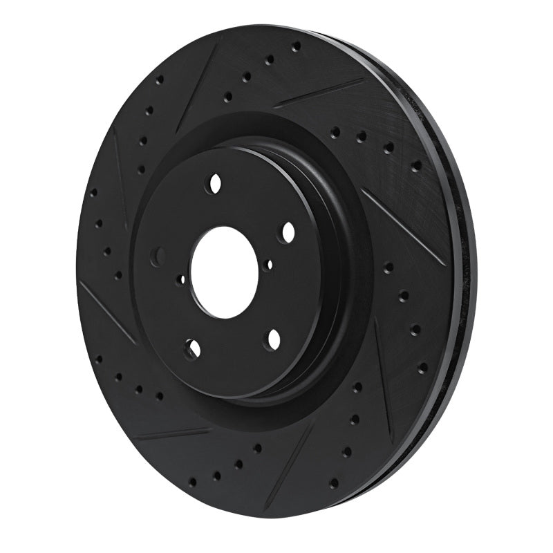 R1 Concepts R1 20-25 Subaru WRX Front Left Drilled & Slotted Black Brake Rotor