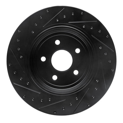 R1 Concepts R1 06-10 Jeep Grand Cherokee Rear Right Drilled & Slotted Black Brake Rotor
