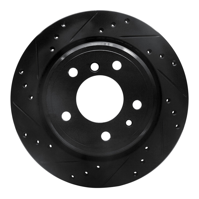 R1 Concepts R1 91-95 BMW 540I Rear Left Drilled & Slotted Black Brake Rotor