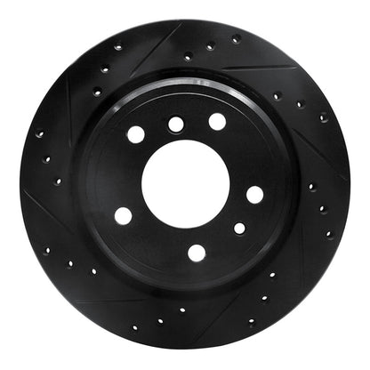 R1 Concepts R1 91-95 BMW 540I Rear Left Drilled & Slotted Black Brake Rotor