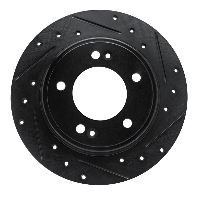 R1 Concepts R1 17-25 Hyundai Elantra Rear Right Drilled & Slotted Black Brake Rotor