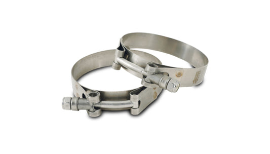 Vibrant SS T-Bolt Clamps Pack of 2 Size Range: 1.49in to 1.84in O.D. For use w/ 1.25in I.D. coupling