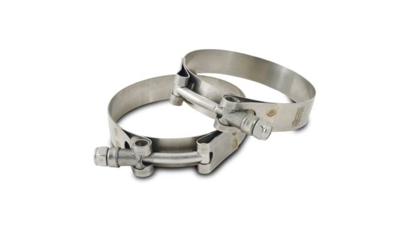 Vibrant SS T-Bolt Clamps Pack of 2 Size Range: 3.28in to 3.60in O.D. For use with 3in I.D. couplings