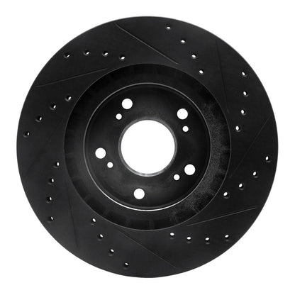 R1 Concepts R1 97-05 Acura NSX Rear Left Drilled & Slotted Black Brake Rotor