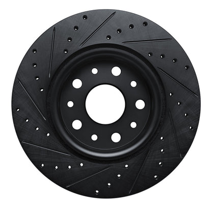 R1 Concepts R1 18-25 Jeep Wrangler Front Right Drilled & Slotted Black Brake Rotor