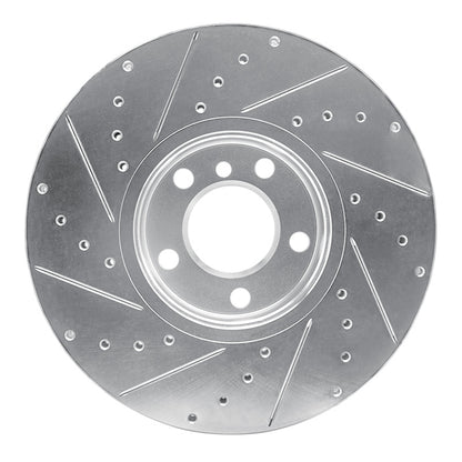 R1 Concepts R1 07-19 BMW X5 Front Right Drilled & Slotted Silver Brake Rotor
