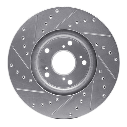 R1 Concepts R1 06-15 Honda Civic Si Front Right Drilled & Slotted Silver Brake Rotor