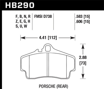 Hawk Performance Hawk 98-08 Porsche 911 Carrera 2 / 07-08 Boxster S / 06-08 Cayman S Rear DTC-60 Race Brake Pads