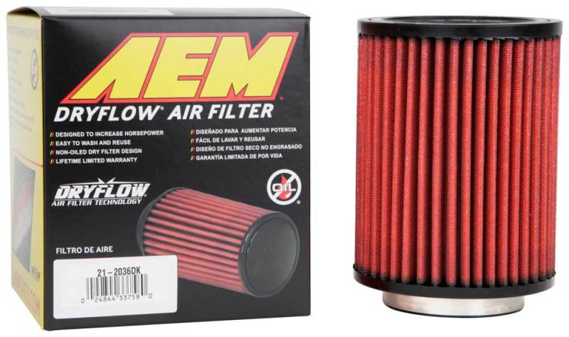 AEM Induction AEM Air Filter, 3inFLG/ 5inOD/ 6-1/2inH Dry Flow