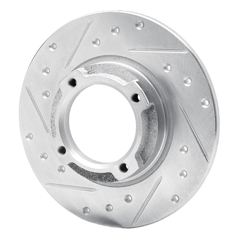 R1 Concepts R1 85-91 Subaru XT Rear Left Drilled & Slotted Silver Brake Rotor