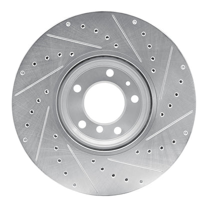 R1 Concepts R1 95-01 BMW 750IL Front Left Drilled & Slotted Silver Brake Rotor