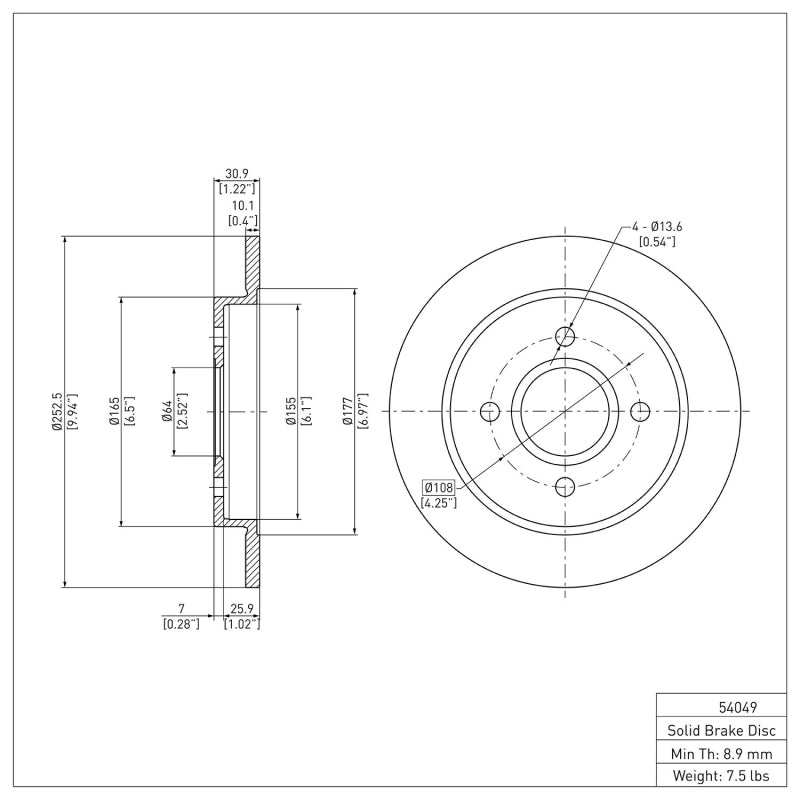 DFC 01-19 Ford Fiesta (USA/Canada) Rear Brake Rotor