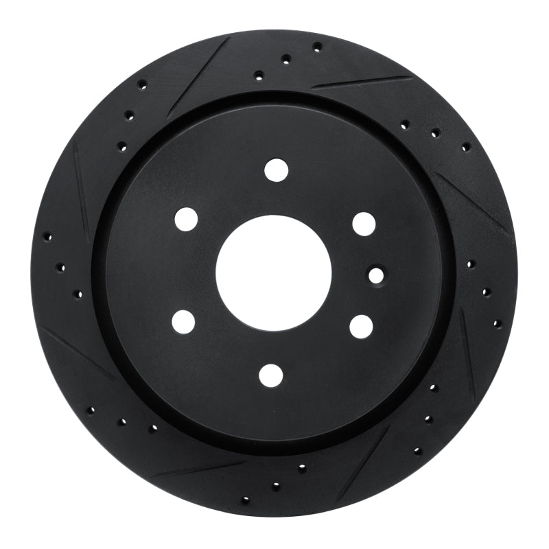 R1 Concepts R1 13-19 Cadillac XTS Rear Left Drilled & Slotted Black Brake Rotor