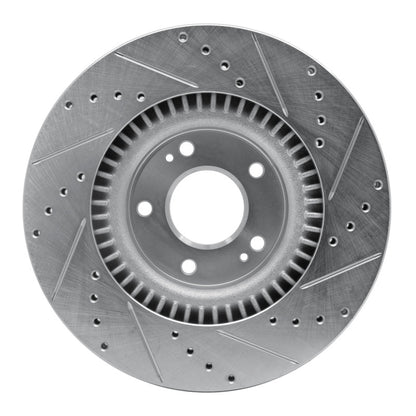R1 Concepts R1 10-16 Hyundai Genesis Coupe Front Left Drilled & Slotted Silver Brake Rotor