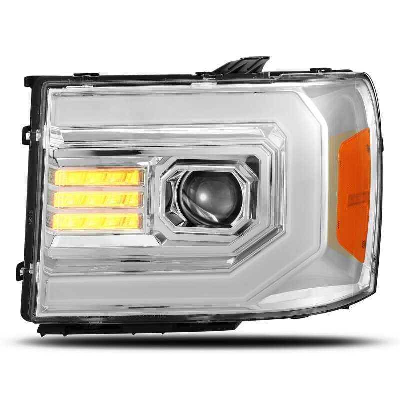 AlphaRex 07-13 GMC 1500HD PRO-Series Projector Headlights Plank Style Chrm w/Activ Light/Seq Signal