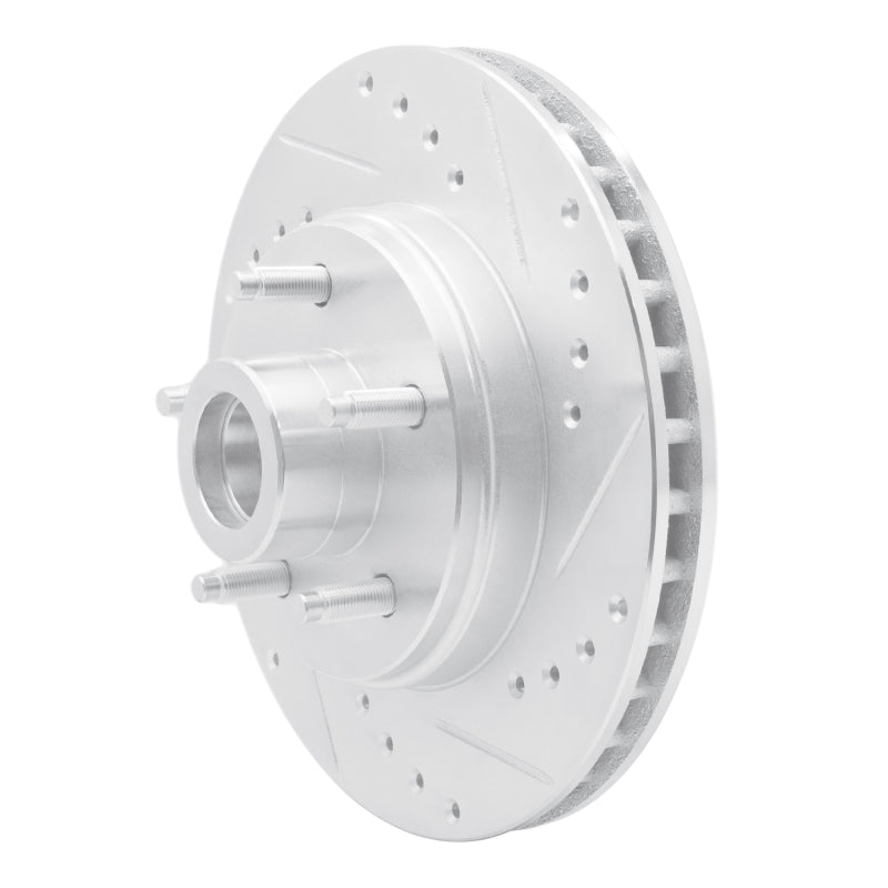 R1 Concepts R1 87-92 Lincoln Mark VII Front Right Drilled & Slotted Silver Brake Rotor