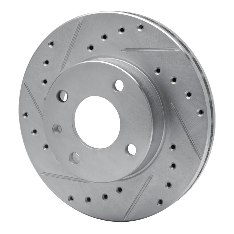 R1 Concepts R1 85-89 Merkur XR4TI Front Left Drilled & Slotted Silver Brake Rotor