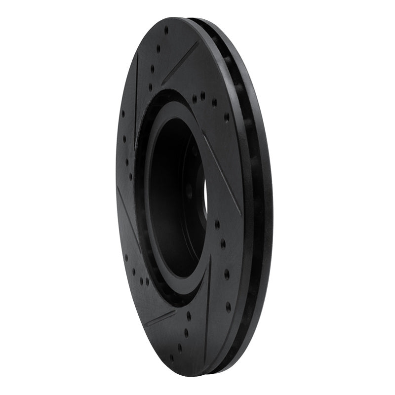R1 Concepts R1 2012-2019 Fiat 500E Front Right Drilled & Slotted Black Brake Rotor