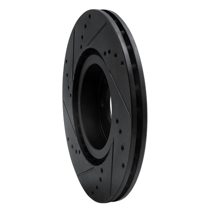 R1 Concepts R1 2012-2019 Fiat 500E Front Right Drilled & Slotted Black Brake Rotor