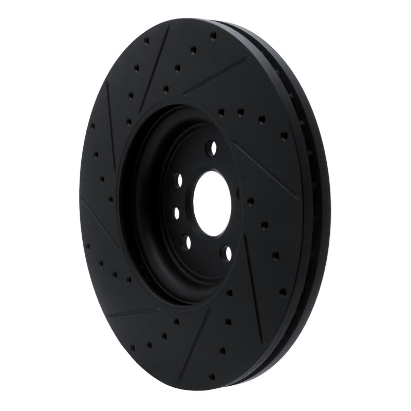 R1 Concepts R1 2017-2020 Jaguar F-Pace Front Right Drilled & Slotted Black Brake Rotor